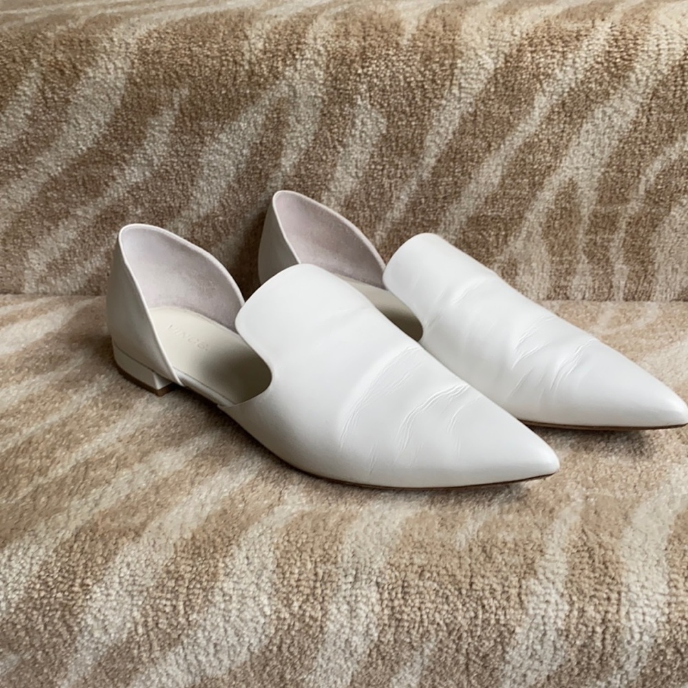 Vince Damris White Leather Flats